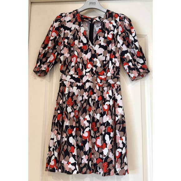Ted Baker Dresses & Skirts - Ted Baker London Floral Size XS Above Knee Flare Puff Sleeves Zip Back Pockets